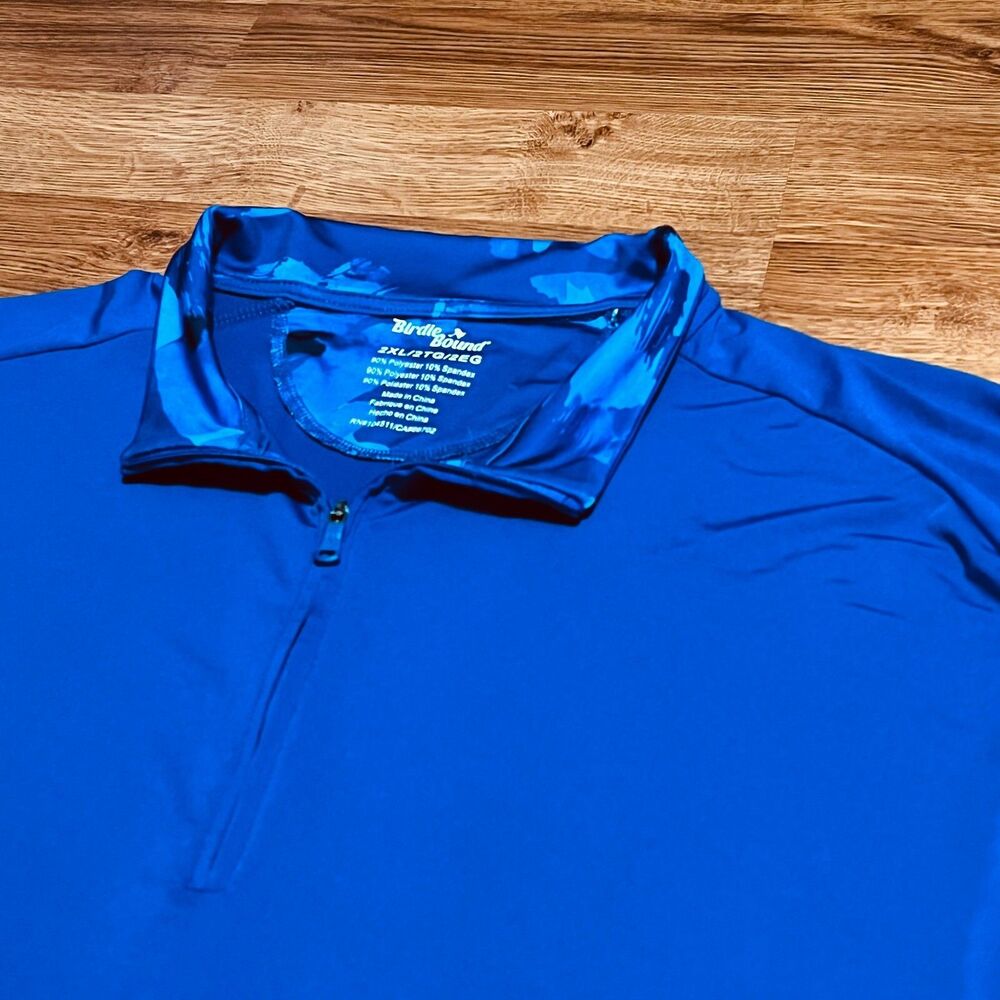 Birdie Bound Pullover Mens XXL Blue Camo 1/4 Zip Performance Golf Stretch